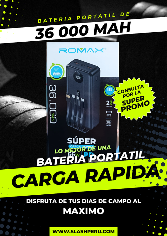 BATERÍA EXTERNA SOLAR POWERBANK 36 000 MAH  DE SUPER CARGA RAPIDA ☑